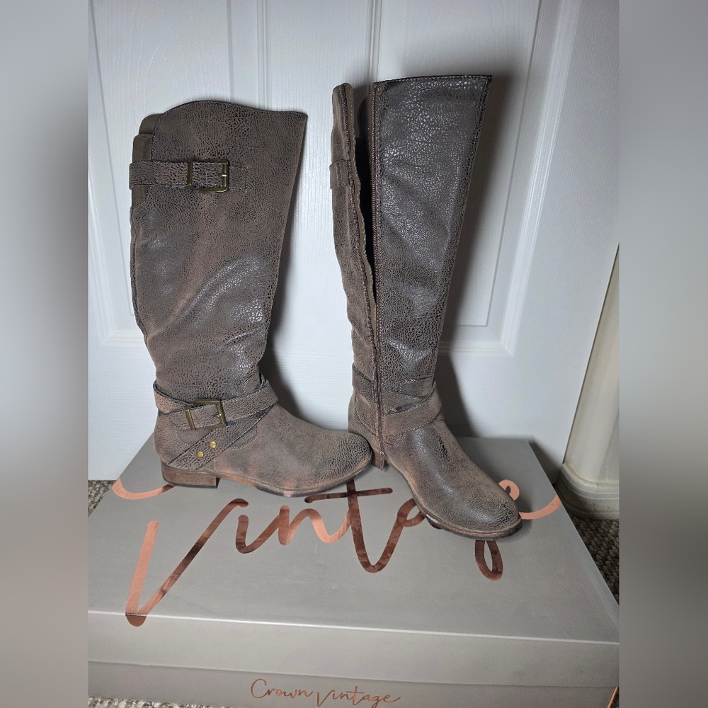 Crown Vintage Dark Brown Heeled Boots (Bobbie)